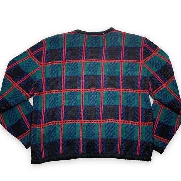 Vintage Tally Ho Plaid Knit Cardigan Sweater - Picture 2 of 4